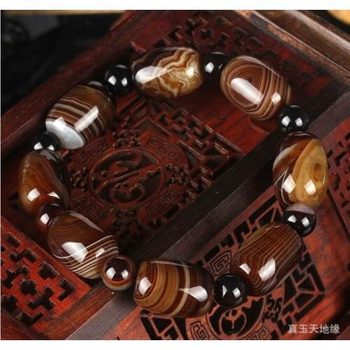 Genuine men and women citrine agate chalcedony bracelet Wrapped agate beads bracelets yellow chalcedony genuine jade 17.5*13mm