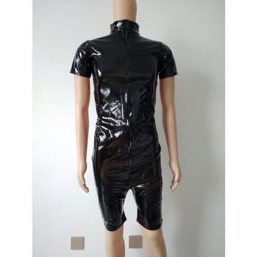 Black Cosplay Halloween Costumes Shiny Metallic PVC Faux Leather Glossy Paint Leather Shorts Tights game Funny