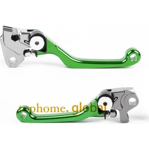 For Kawasaki KX250F 2013 - 2018 One Pair CNC Pivot Dirtbike Brake Clutch Levers Green 2014 2015 2016 2017