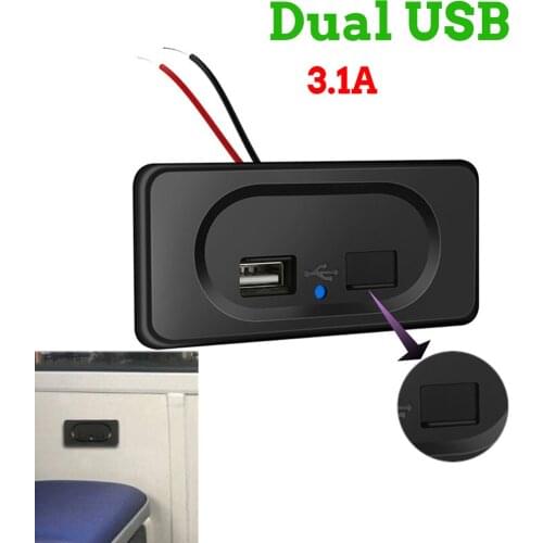 Dual USB Charger Socket 3.1A 2.1A Rebounded Dust Cover for 12V 24V Auto Truck ATV Motorcycle Boat RV Bus Power Outlet Adapter