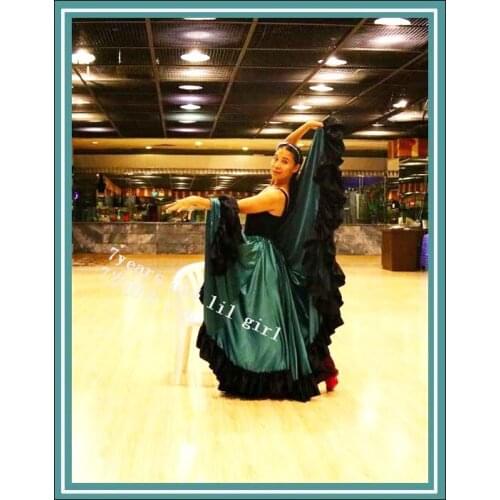 Flamenco skirt tribal belly dance Satin silk 22yards skirt with border FH1-6