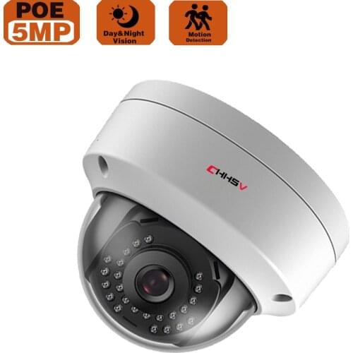 Face Detection HD POE IP Camera PoE 5MP 2592*1944P IP66 Waterproof Onvif Night Vision Dome Vandalproof Security Camera Outdoor