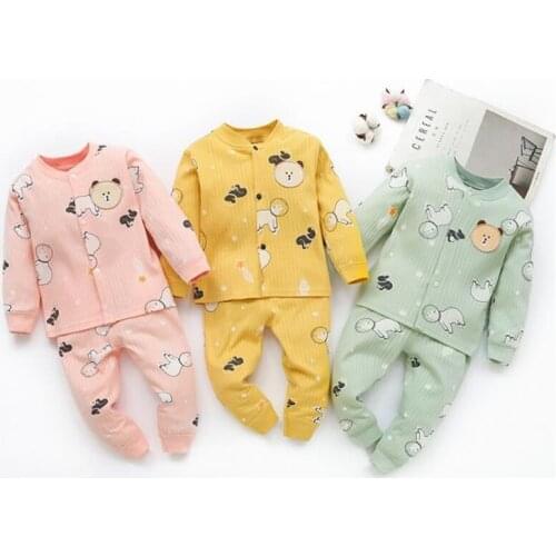 Baby underwear set 0-1 year-old boys and Girls Clothing Spring and autumn cartoon long-sleeved Pajamas Separate two-piece set