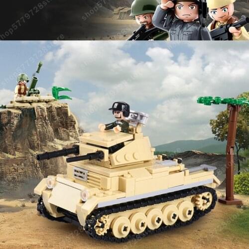 356Pcs Military World War 2 WW2 Panzer II Tank Building Blocks Soldiers Figures ARMY Bricks Educational Toys for Children Gifts