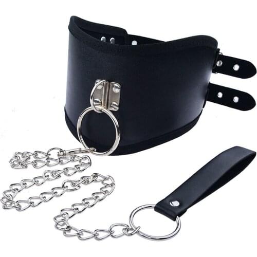 Leather Erotic BDSM Collar With Chain Leash Neck Bondage Corset Slave Collars Fetish Adult Games Restraints Sex Toys For Couples