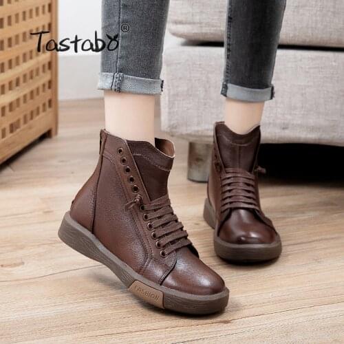 Casual Shoes Canvas Breathable Sneaker Boots Women classic Lace UP Genuine Leather Travel shoes Warm Winter Boots A3012