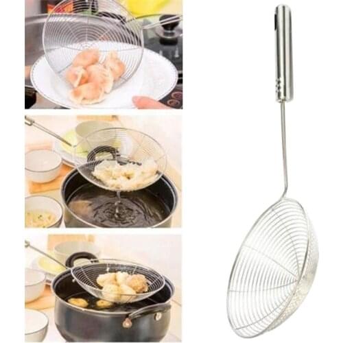 Kitchen Stainless Steel Long Handle Colander Fried Food Strainer Filter Scoop high quality vegetables filter home tools Hangable
