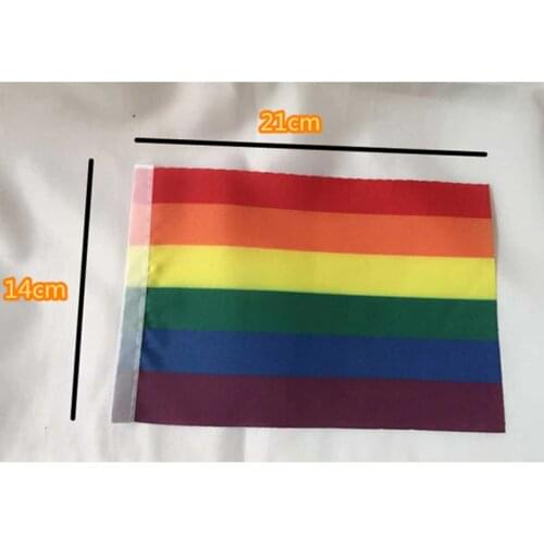 5 pieces Hot selling 14 x 21 cm gay pride hand flag rainbow flag hand waving flags for party
