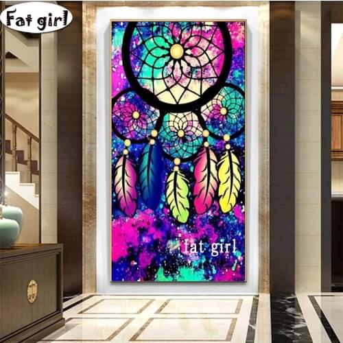Dream Catcher Indian Diamond Painting Full Square Diamond Embroidery 5D Cross Stitch Mosaic Handmade Display Fantasy Flower Kits