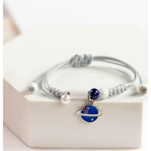 Rocket Cute Ceramic With Metal Drip Glaze Pendant Bracelet Hand-Wowen Charms Gift Bracelets Bangles Wholesale #XN066