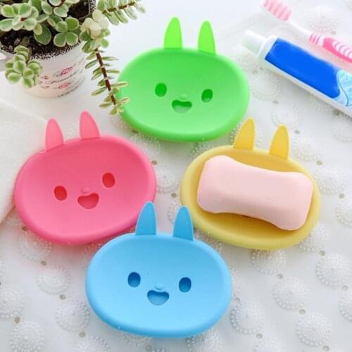 Lovely Cartoon Rabbit Bathroom Soap Dish Box Double Layer Draining Soap Holder Bathroom Accessories