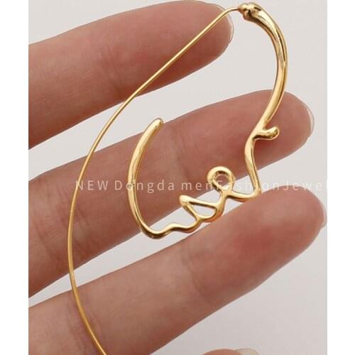 Minar Abstract Hollow Out Metallic Face Portrait Earrings for Women 2021 Gold Color Metal Alloy Statement Dangle Earrings Gifts