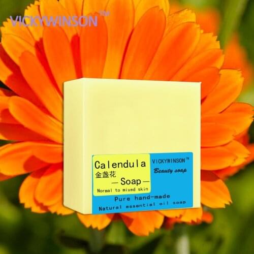 VICKYWINSON Calendula handmade soap 100g Health Care Natural Soap Intimate Care With Hygiene&Calendula Extract Female Beauty