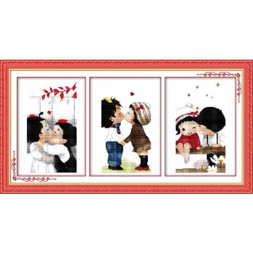 Kissing baby cross stitch kit people 18ct 14ct 11ct count print canvas stitches embroidery DIY handmade needlework
