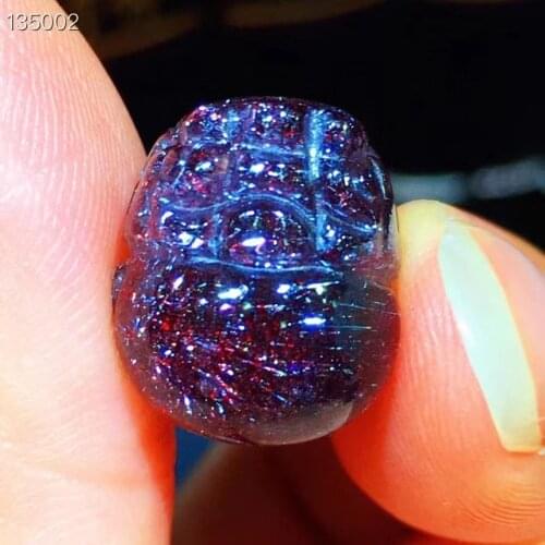 Natural Firework Super Seven 7 Purple Black Rutilated Quartz Pendant 13.5x11.2x10mm Pi Xiu Carved Women Men Necklace AAAAAA