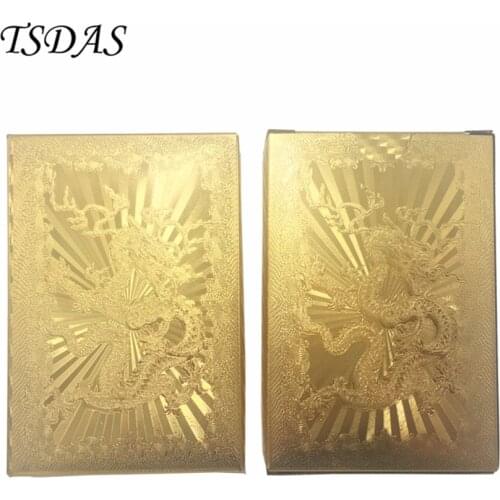 Unusual Gift 24k Gold Playing Card With Dragon Design Luxury Gold Foil Poker Cards w/ 52pcs Cards + 2 Joker