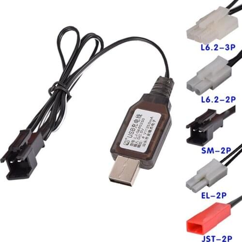 6V Charger Ni-Cd/Ni-Mh Battery Charger with EL-2P/JST-2P/L6.2-2P/SM-2P For toys RC car ship Robot Spare Parts