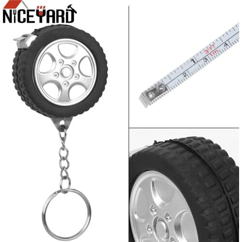 NICEYARD Centimeter/Feet Keychain Ruler Tape Measure for Travel Camping Tire Shape 1m Mini Retractable Tape Sewing Tool