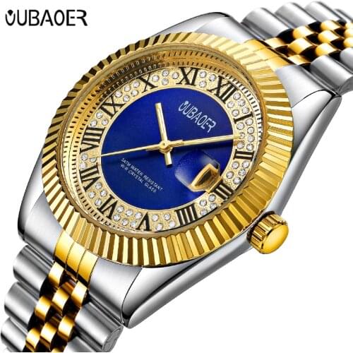 OUBAOER Mens Gold Watch