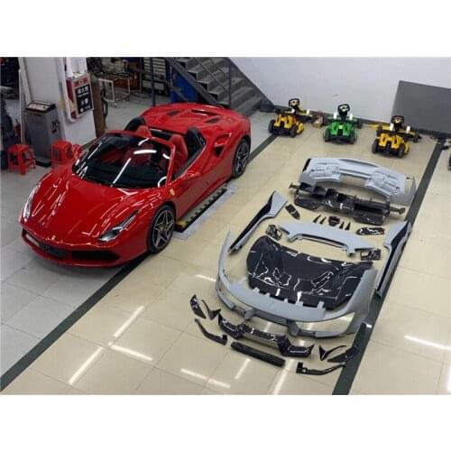 Applicable to Ferrari 488 Upgrade Pista Surround Carbon Fiber Front Hood Side Skirt Rear Bar Tail