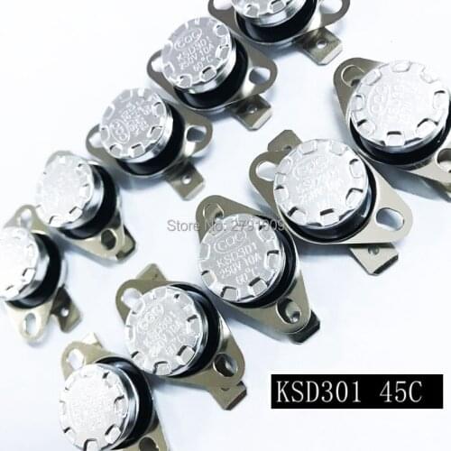 10PCS KSD301 45C Normally Closed NC 45 Degrees Celsius Normally Open Constant Temperature Temperature Control Switch 45 C NO 10A