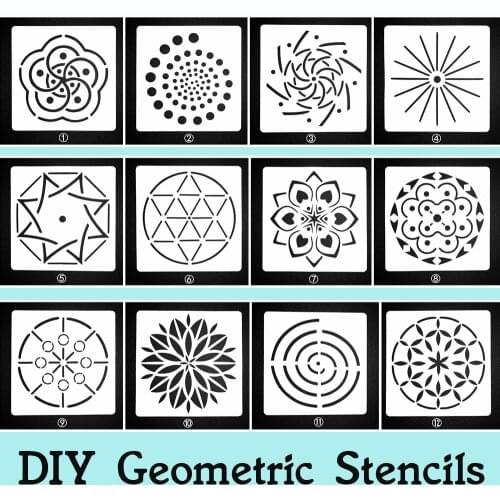 Diy plastic stencil sheet for painting artistic templates stencils geometric scrapbooking background stencil Planner journal