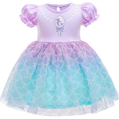 Summer Infant Baby Girls Princess Party Tutu Elsa Dress Snow Queen 2 Elsa Mermaid Casual Dresses Children Fashion Baby Clothing