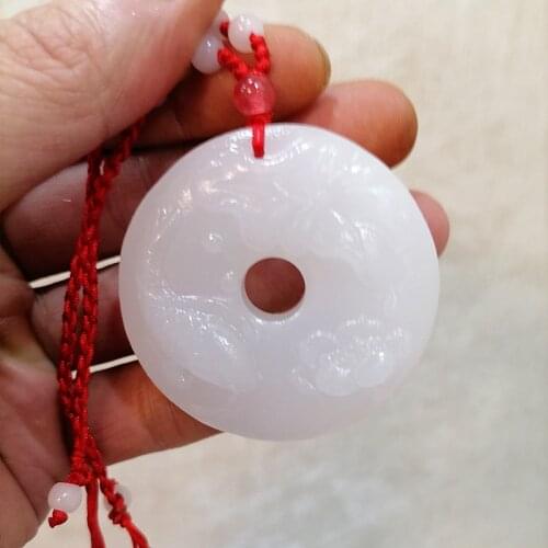 Natural Chinese White Jade Hand-carved Zodiac Jade Pendant Fashion Jewelry Money Lulong Necklace Gift Accessories