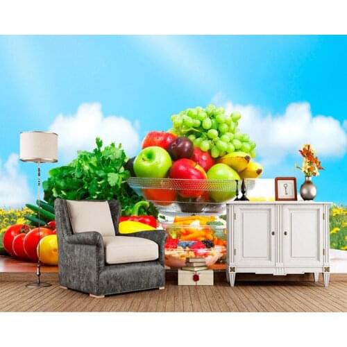 Custom Colorful fruits and vegetables food wallpaper, living room bedroom TV background wall restaurant kitchen papel de parede