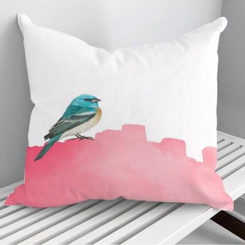 Bird On Pink Throw Pillows Cushion Cover On Sofa Home Decor 45*45cm 40*40cm Gift Pillowcase Cojines Dropshipping