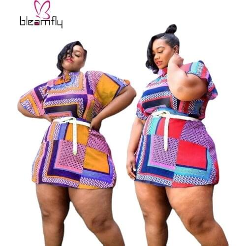 Plus Size 4XL 5XL Casual Special Printed Dress Women Vintage Elegant Short Sleeve Mini Short Dresses Boho Beach Outfits 2021