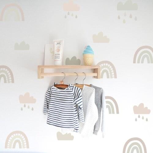 Cartoon Rainbow Cloud Raindrop Sticker for Baby Room Bedroom Kindergarten Nursery Wall Sticker DIY Arrangement Paste Funlife PA