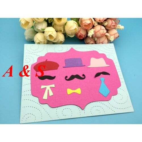 S81 Hat Mustache And Necktie Frame METAL CUTTING DIES Scrapbook card paper craft party decoration embossing stencil cutter