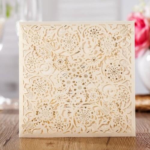 WISHMADE Laser Cut Wedding Invitations Cards With RSVP cards and Thank You Cards For Wedding Party Supplies,Customizable 50pcs