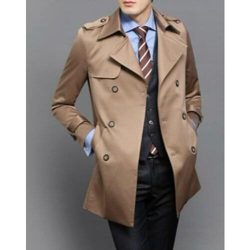Mens trench coats korean man double breasted coat men clothes slim overcoat long sleeve spring autumn big size S - 9XL