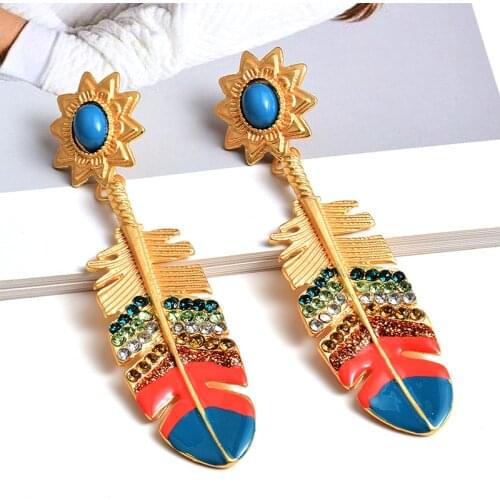 Vintage Exaggerated Metal Leaves Drop Earring Retro Punk Long Dangle Earrings Statement Jewelry Wholesale