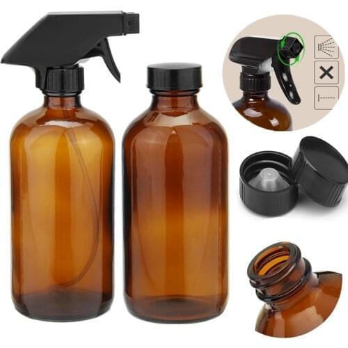 1pc 500ML Amber Glass Spray Bottles ,Boston Round Heavy Duty Brown Trigger Water Sprayer Aromatherapy Dispenser