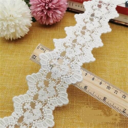 10 Yards Lovely Cotton Floral tulle lace trim Embroidery Floral Scallop lace trim sewing crafts for Bridal, DIY craft, Headbands