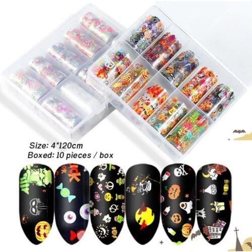 10pcs/Set Christmas Halloween transfer nail art stickers decals nails decorations manicure tools Nail star sticker