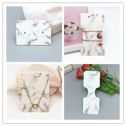 100Pcs/Lot Jewelry Set Holder For Necklace Hairpin Earring Fixed Card Kraft Paper Marble Design Jewelry Packaging Display Cards