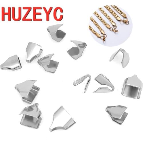 100pcs/Lot Stainless Steel NK Chain Clip Clasp Flat Snake Head Buckle with Leather Pope Rings DIY Necklace for Women Handmake