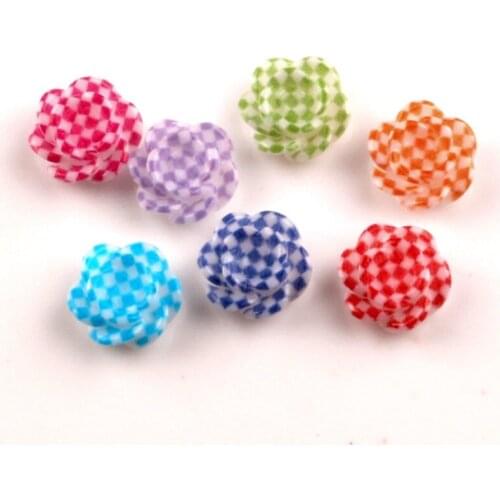 100Pcs Mixed Resin Grid Flower Decoration Crafts Beads Flatback Cabochon Scrapbooking For Embellishments Kawaii Diy Accessories