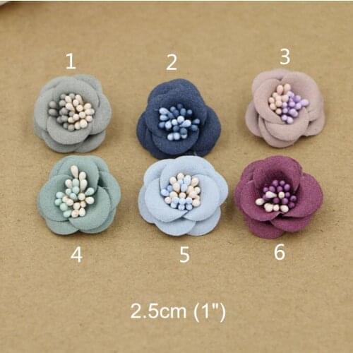 16 pcs - 2.5cm (1") Petite 3D Flowers,Handmade Bridal Hair shoe clip Bobby pin Bridesmaids Accessory Dress sash Ornament Brooch