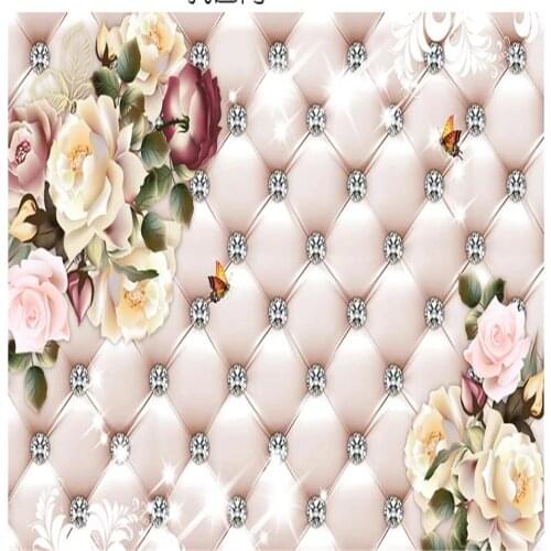 3d murals wallpaper for living room Retro flower wallpapers pattern diamond soft bag TV background wall
