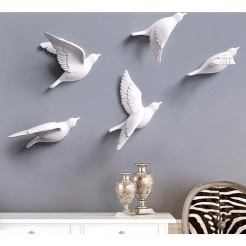 3D Resin Birds Wall Sticker For Living Room Bedroom Wall TV Background Decoration Punch-free Wall Crafts Home Decor