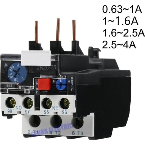 3P JR28-25 LR2 D13 Electric Thermal Overload Relay 1A 1.6A 2.5A 4A 1NO 1NC