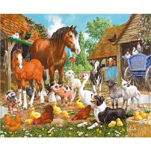5d Diy Diamond Embroidery Farm animals horse pig dog sheep Diamond Painting Cross Stitch square Round Drill Home DecorZP-2266