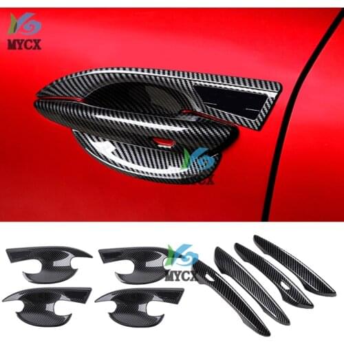 ABS Carbon fiber For Mazda CX-30 CX30 2020 2021 Accessories Car Exterior Door Handle Grab Cover Trim Sticker Car styling 8pcs