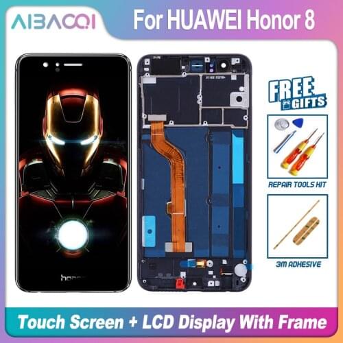 AiBaoQi Brand New Touch Screen LCD Display+Frame+Power Cable Assembly Replacement For HUAWEI Honor 8 STK-LX1