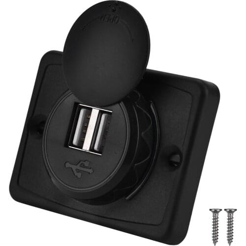 3.1A Car Dual Black ABS USB Port Charger Socket Outlet 12V LED Waterproof